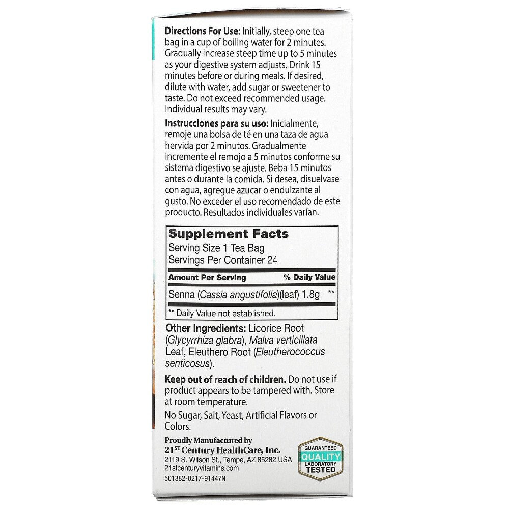 Herbal Slimming Tea Senna Leaves, All Natural, Caffeine Free, 24 Tea Bags, 1.7 oz (48 g)