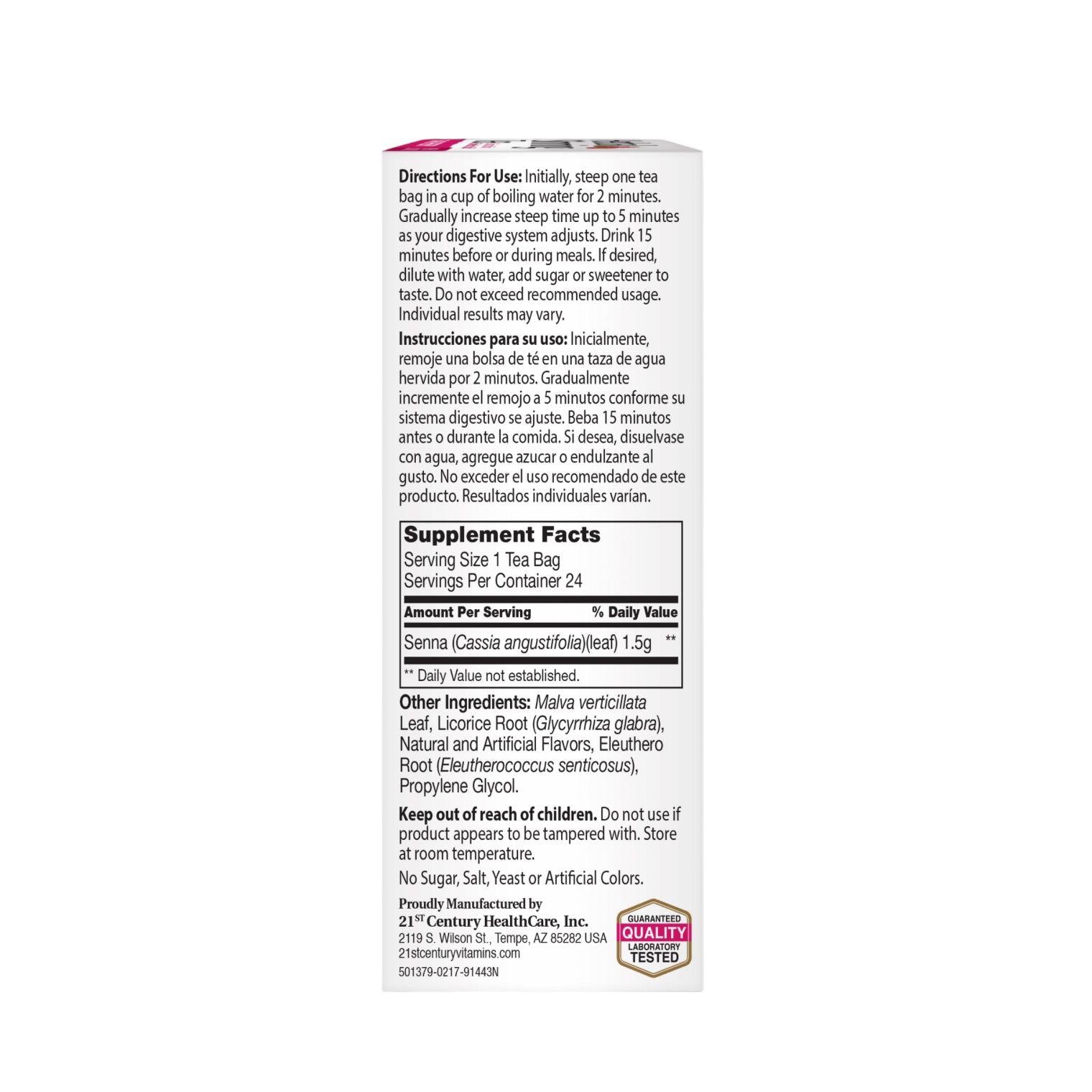 Herbal Slimming Tea Senna Leaves, Cranraspberry, Caffeine Free, 24 Tea Bags, 1.7 oz (48 g)