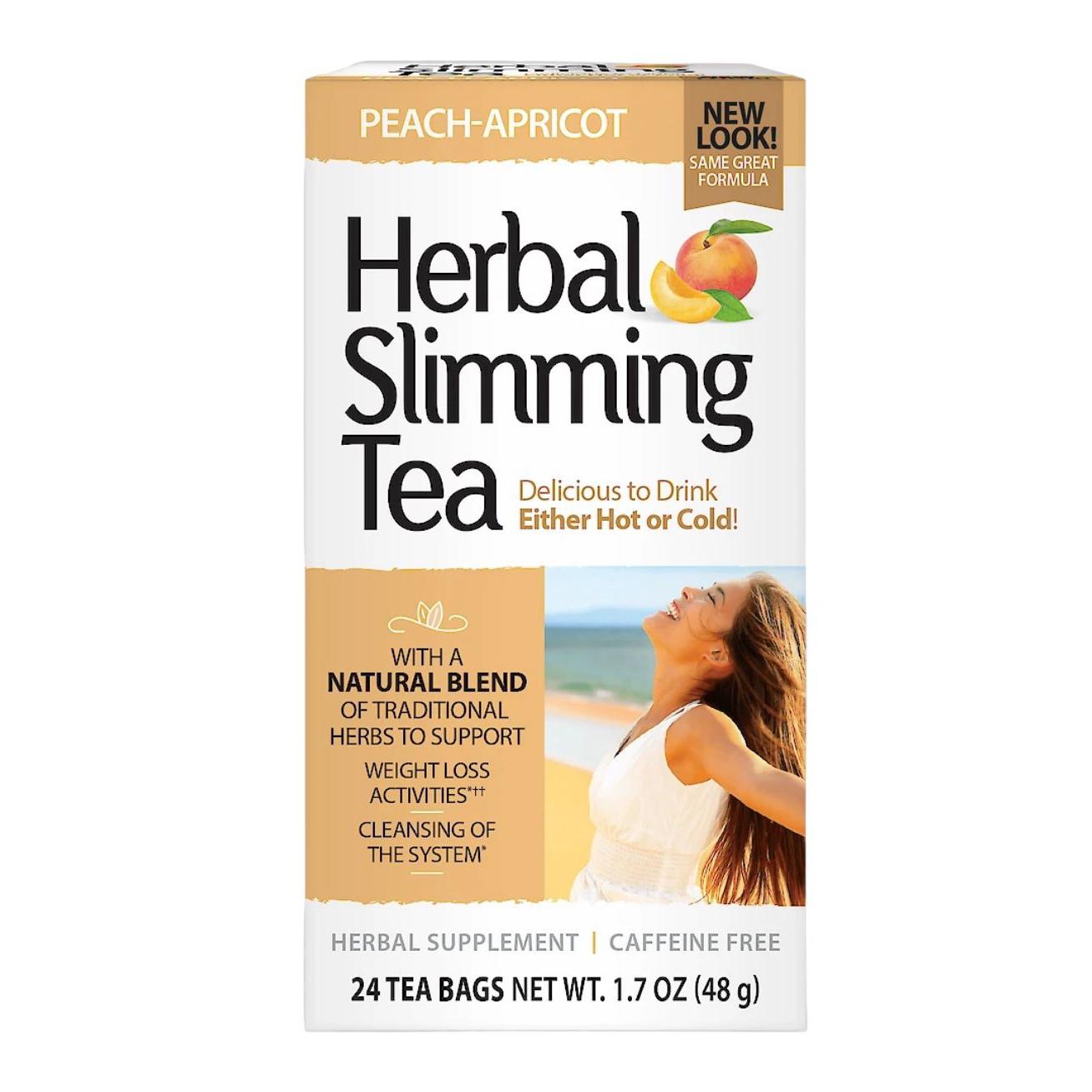 Herbal Slimming Tea Senna Leaves, Peach-Apricot, Caffeine Free, 24 Tea Bags, 1.7 oz (48 g)