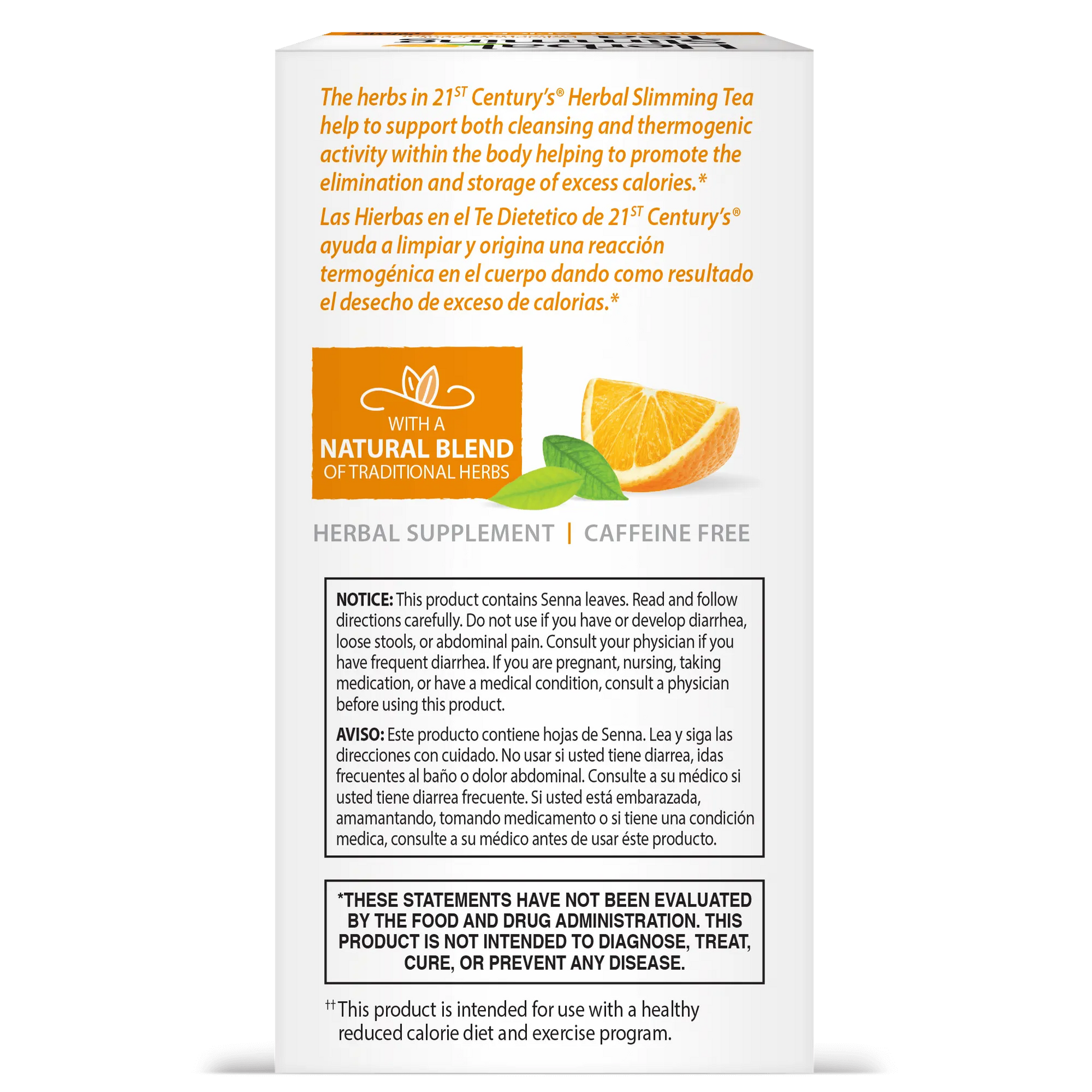 Herbal Slimming Tea With Senna Leaves, Orange Spice - 24 Tea Bags 1.7 oz (48G)