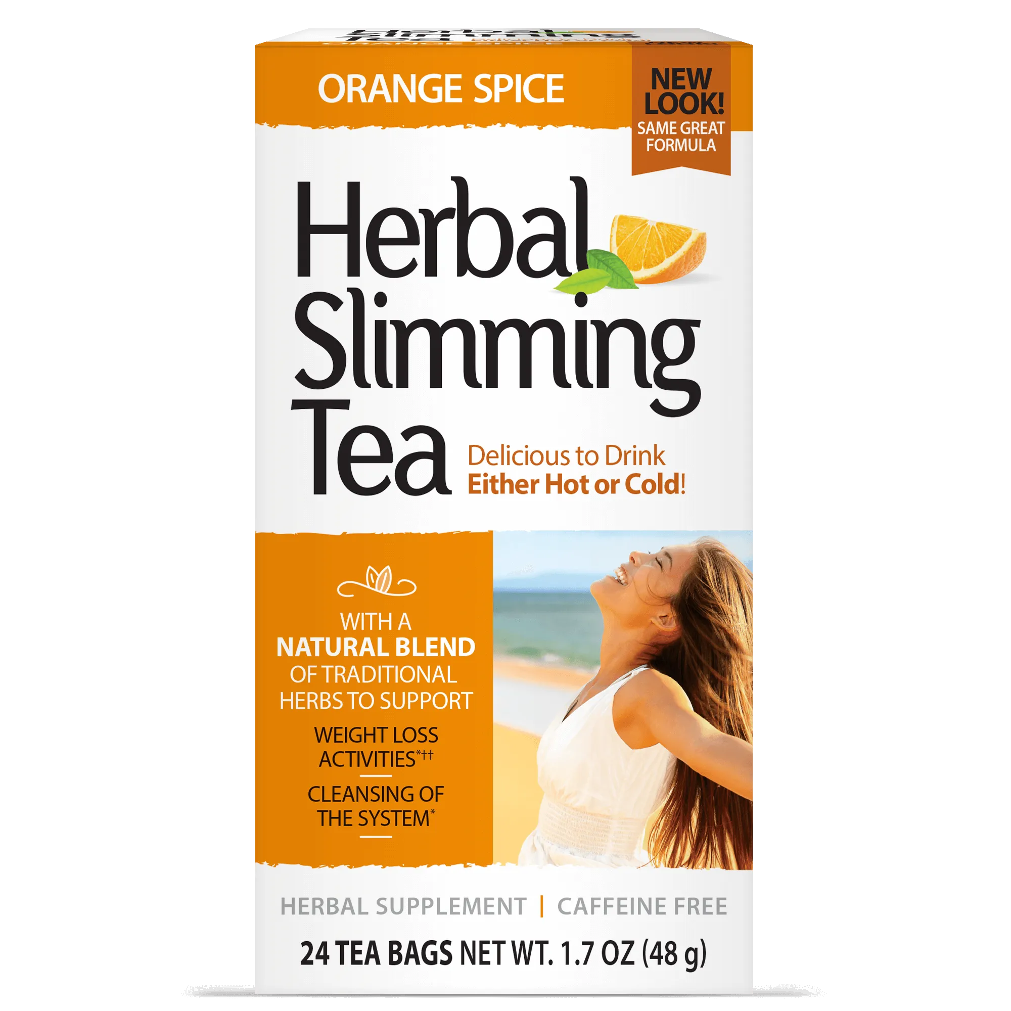 Herbal Slimming Tea With Senna Leaves, Orange Spice - 24 Tea Bags 1.7 oz (48G)
