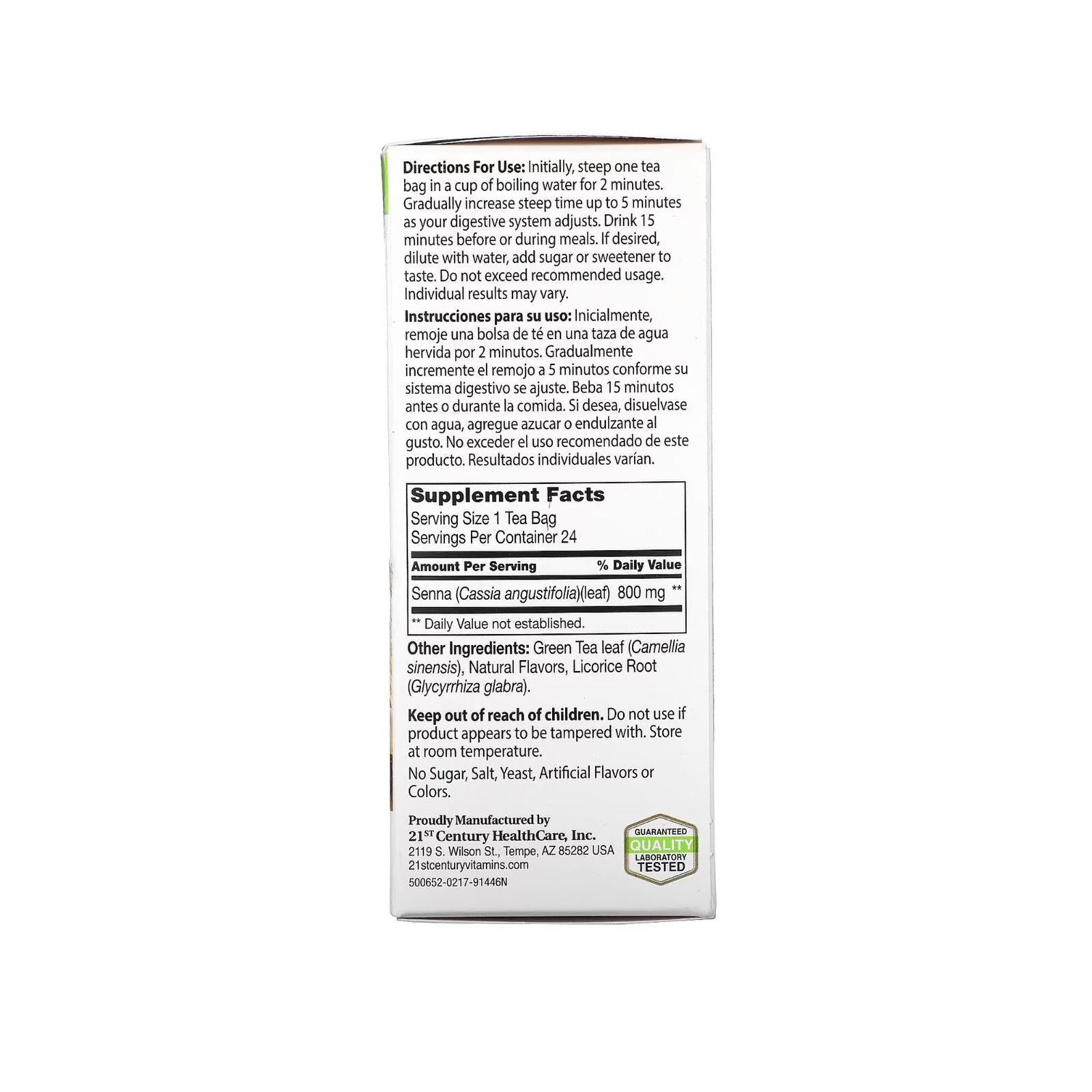 Herbal Slimming Tea With Senna, Lemon-Lime, Caffeine Free, 24 Tea Bags