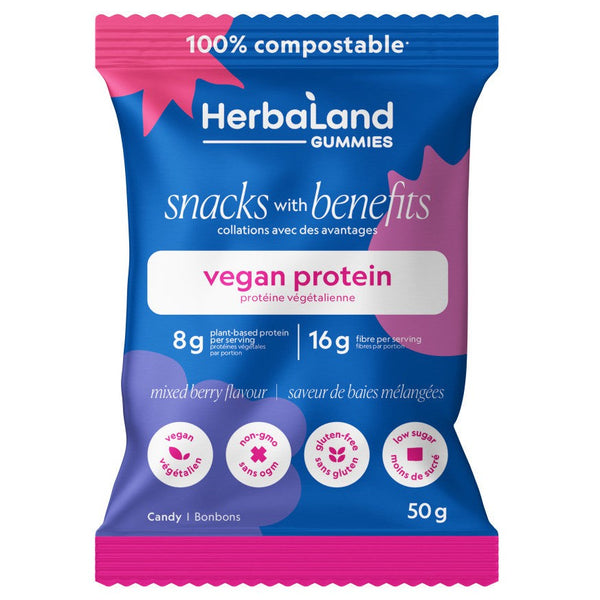 Herbaland Gummies Vegan Mixed Berry Protein Snacks with Benefits Gummy 50 G