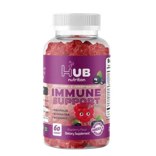 Hub Nutrition Immune Support For Kids Raspberry Flavor Non-GMO 60 Gummies