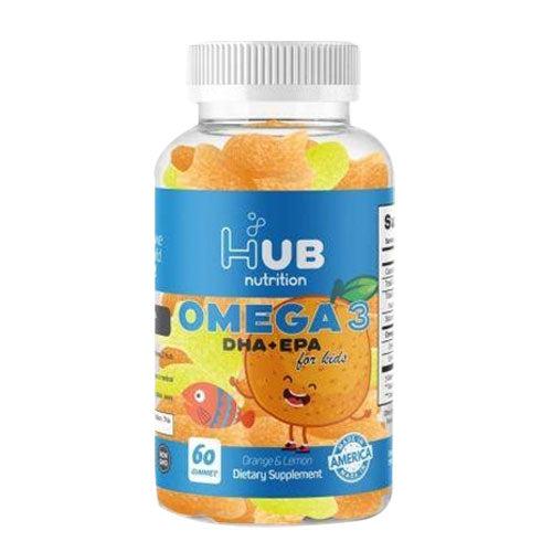 Hub Nutrition Omega For Kids 3 DHA + EPA Orange & Lemon Flavor Non-GMO 60 Gummies