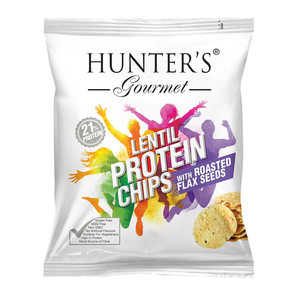 Hunter’s Gourmet Lentil Protein Chips – with Roasted Flax Seeds 25gm