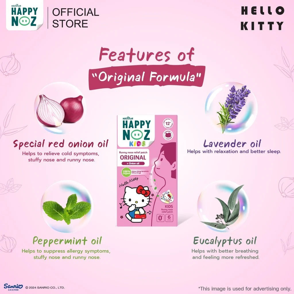 Happy Noz Onion Sticker - Original Formula Hello Kitty Nasal Congestion 6pcs