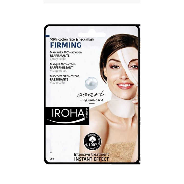 IROHA Nature Cotton face and neck mask Firming PEARL+Hyaluronic acid 30ml