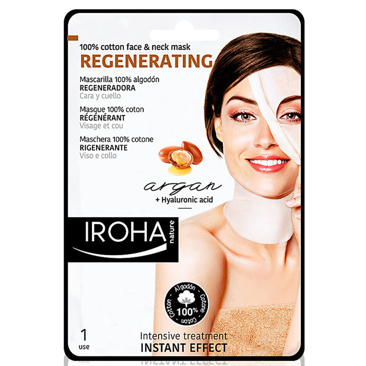 IROHA Nature Cotton face and neck mask Regenerating ARGAN+Hyaluronic acid 30ml