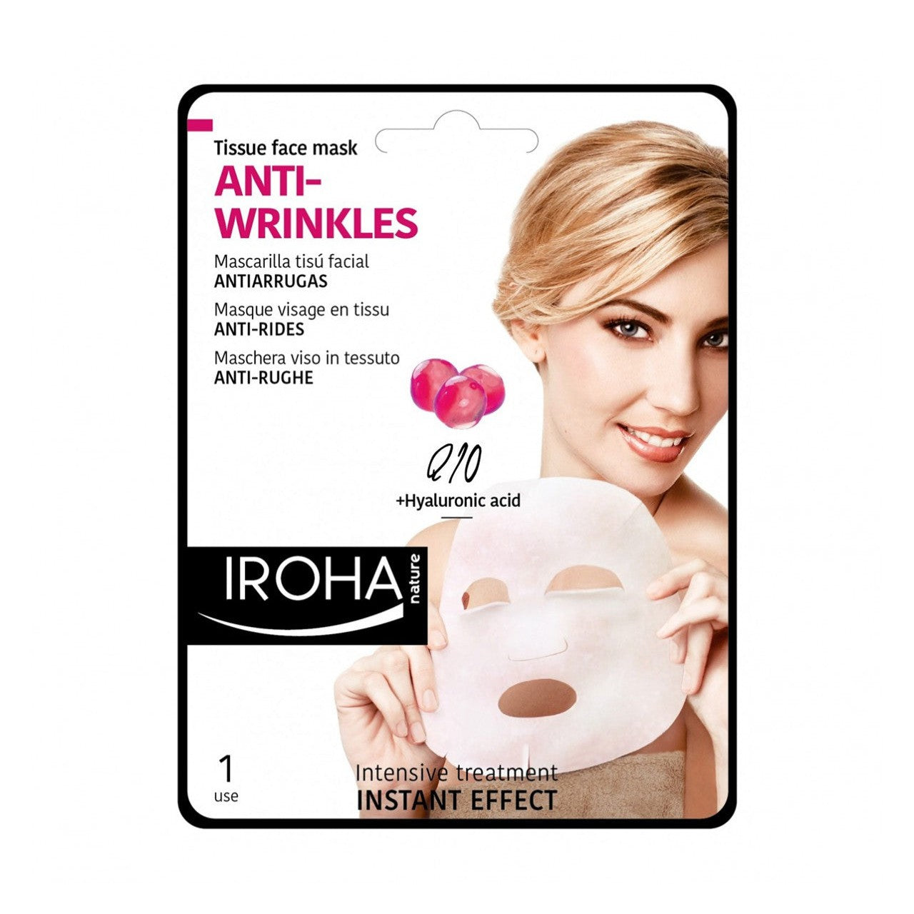 IROHA nature ANTI-WRINKLES Q10+ Hyaluronic acid tissue face mask 23ml