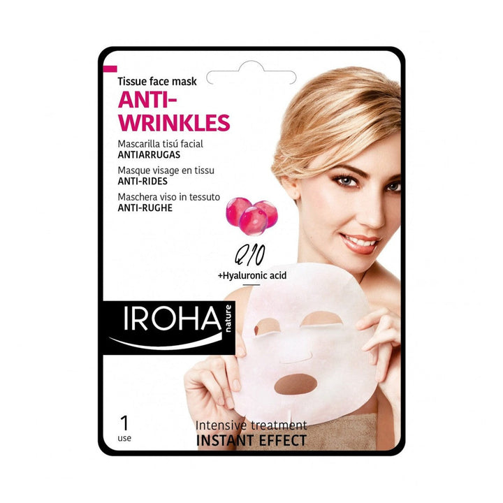 IROHA nature ANTI-WRINKLES Q10+ Hyaluronic acid tissue face mask 23ml