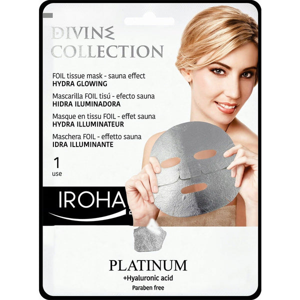 IROHA nature DIVIN COLLECTION HYDRA GLOWING-FOIL tissue mask-sauna effect PLATINUM+Hyaluronic acid Paraben free 25ml