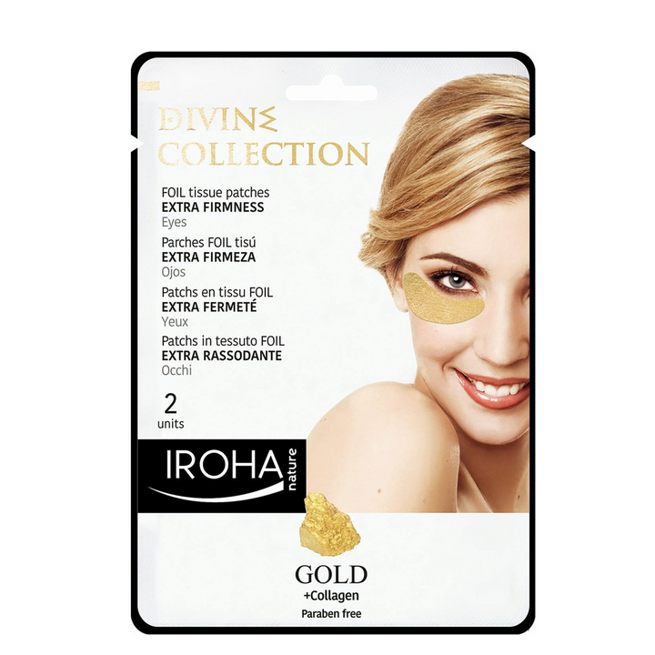 IROHA nature DIVINE COLLECTION FOIL tissue patches EXTRA FIRMNESS Eyes GOLD 24K+ Collagen 8ml