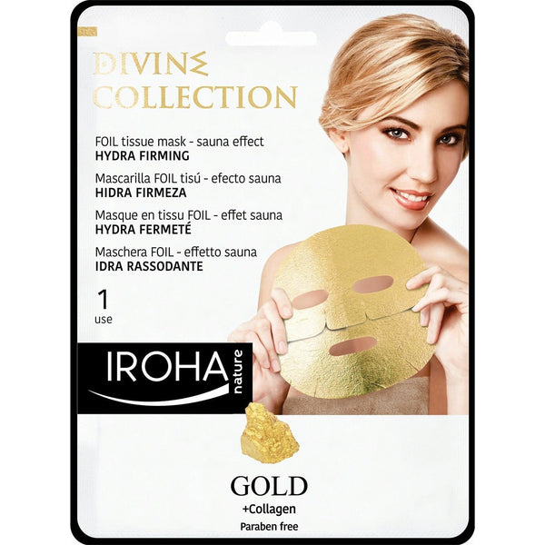 IROHA nature DIVINE COLLECTION HYDRA FIRMING-FOIL tissue mask-sauna effect GOLD+ Collagen paraben free 25ml