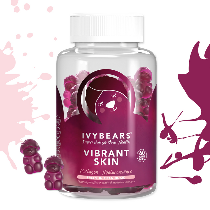 IvyBears Vibrant Skin With Collagen, hyaluronic acid and Vitamin B2 60 Gummies Vegan and Halal Certified