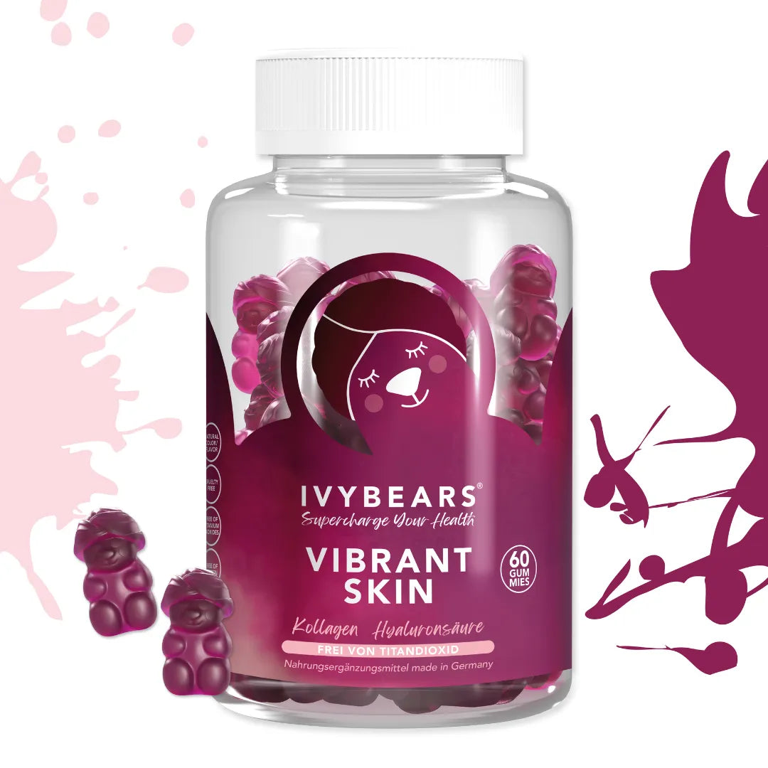 IvyBears Vibrant Skin With Collagen, hyaluronic acid and Vitamin B2 60 Gummies Vegan and Halal Certified