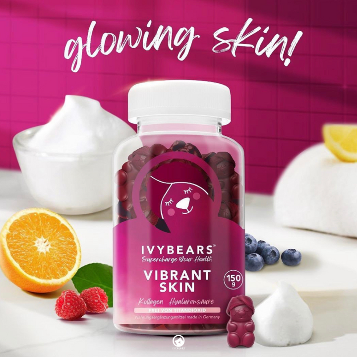 IvyBears Vibrant Skin With Collagen, hyaluronic acid and Vitamin B2 60 Gummies Vegan and Halal Certified