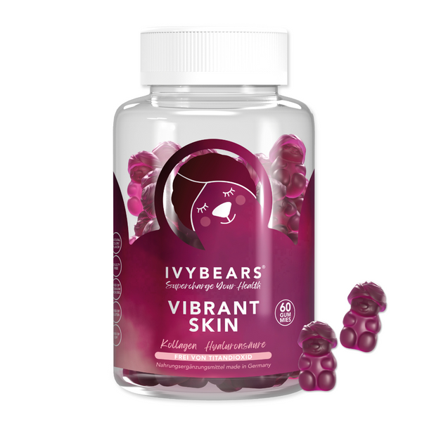 IvyBears Vibrant Skin With Collagen, hyaluronic acid and Vitamin B2 60 Gummies Vegan and Halal Certified