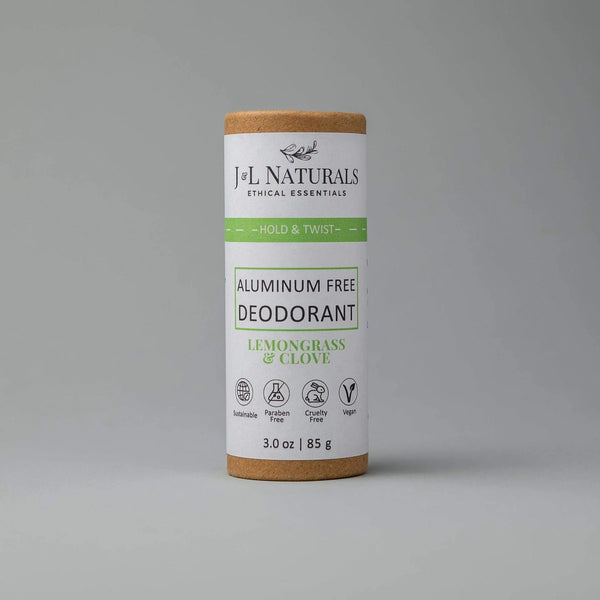 J & L Naturals Aluminum Free Deodorant Lemongrass & Clove Paraben Free Vegan 85g
