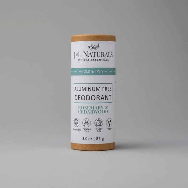 J & L Naturals Aluminum Free Deodorant Rosemary & Cedarwood Paraben Free Vegan 85g