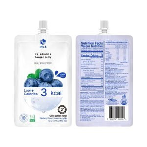 JELLY.B Drinkable Konjac Jelly Blueberry Healthy and Natural Weight Loss Diet Drink 0 Gram Sugar, Low Calorie 150ml