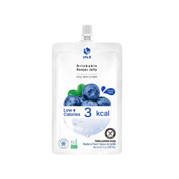 JELLY.B Drinkable Konjac Jelly Blueberry Healthy and Natural Weight Loss Diet Drink 0 Gram Sugar, Low Calorie 150ml