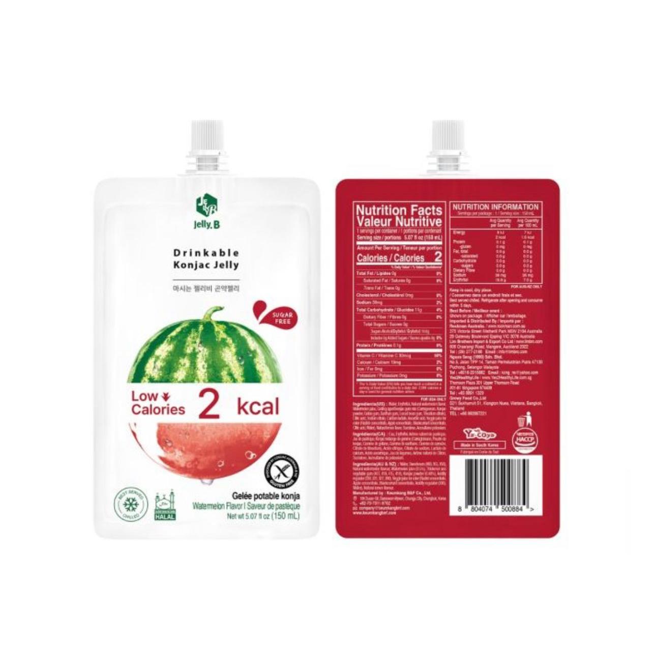 JELLY.B Drinkable Konjac Jelly Watermelon Healthy and Natural Weight Loss Diet Drink 0 Gram Sugar, Low Calorie 150ml