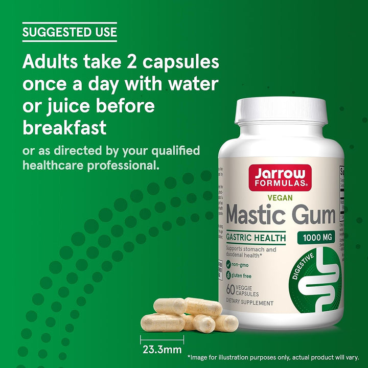 Jarrow Formulas Mastic Gum 1000 mg for Gastrointestinal Health Support, 60 Veggie Capsules Vegan and Gluten Free