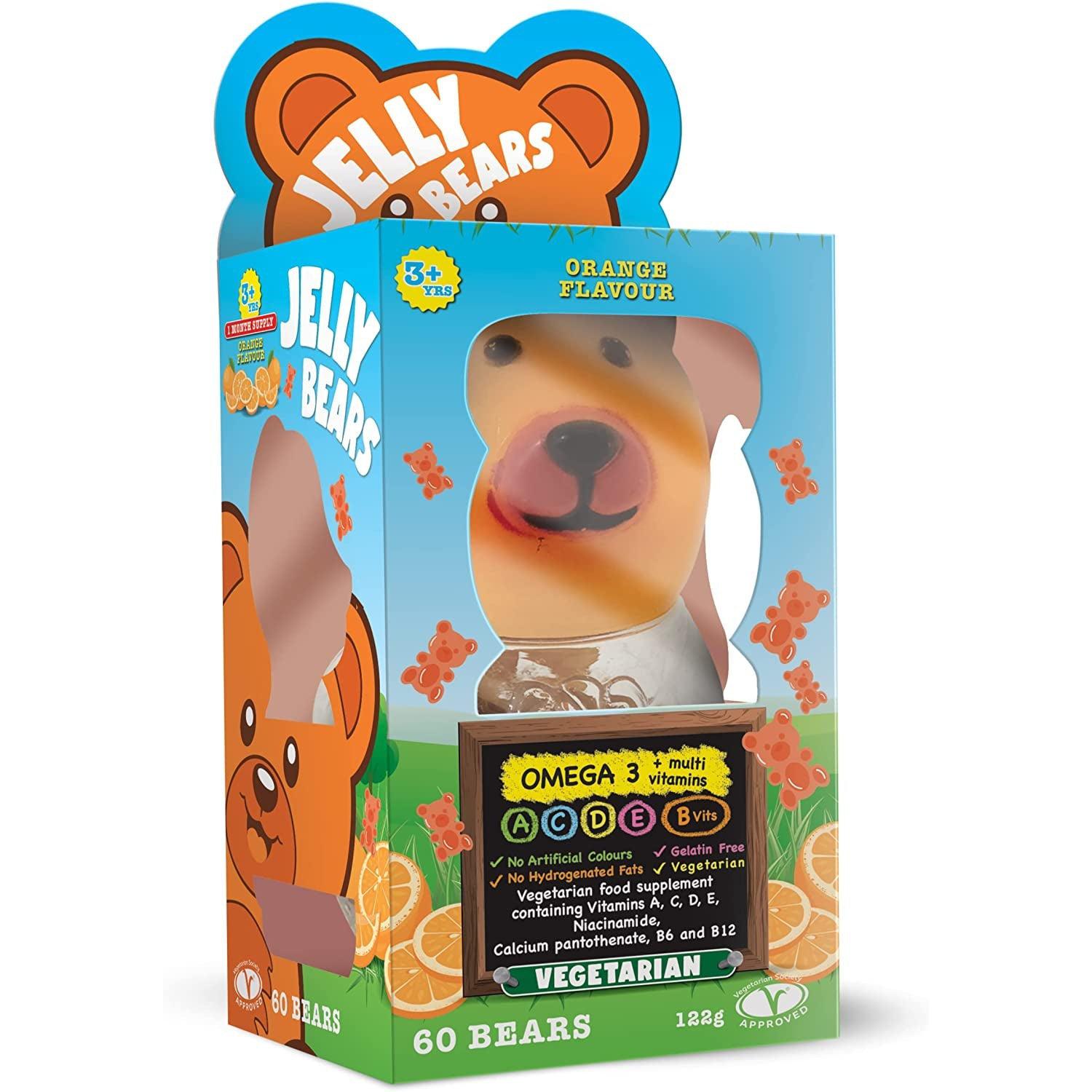 Jelly Bears Omega 3 + Multivitamins Sugar Free Gelatin Free Vegetarian 60 Gummies