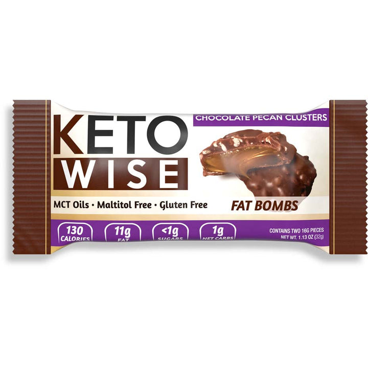 Keto Wise Fat Bombs, Chocolate Pecan Clusters, 1 Piece, Promotes Fat Burning Ketosis