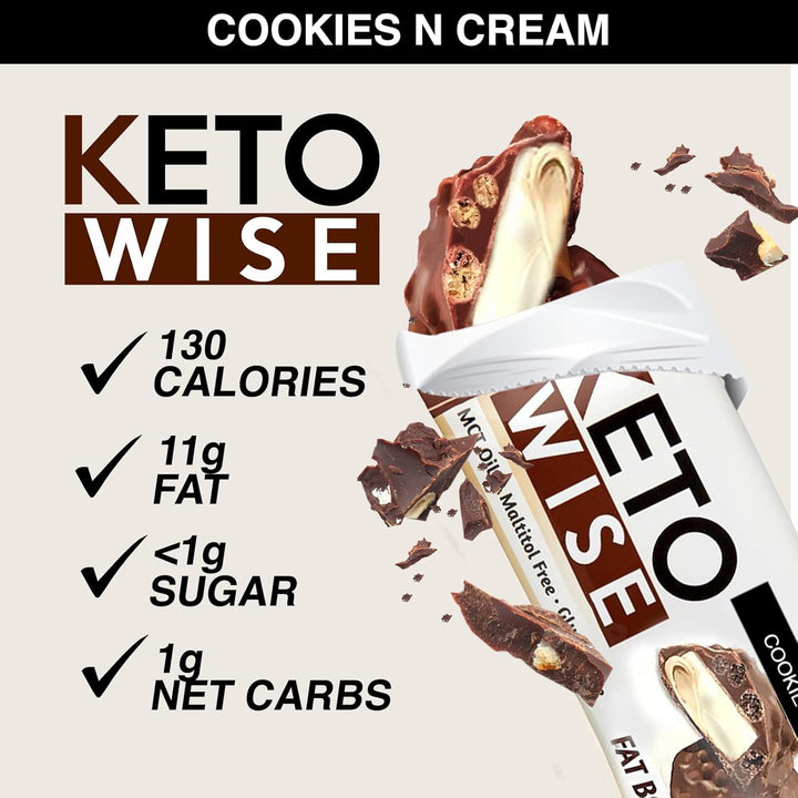 Keto Wise Fat Bombs Cookies N Cream With MCT Oil Gluten Free 32g