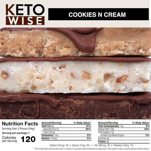 Keto Wise Fat Bombs Cookies N Cream With MCT Oil Gluten Free 32g