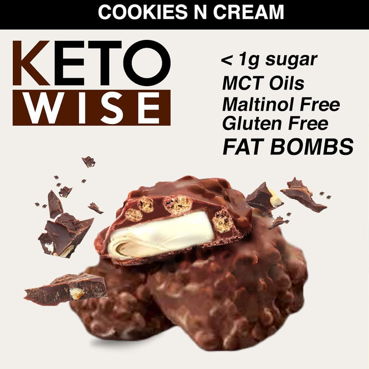 Keto Wise Fat Bombs Cookies N Cream With MCT Oil Gluten Free 32g