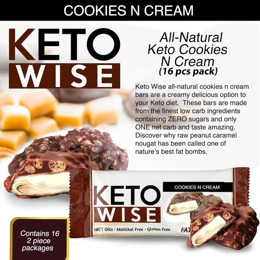 Keto Wise Fat Bombs Cookies N Cream With MCT Oil Gluten Free 32g