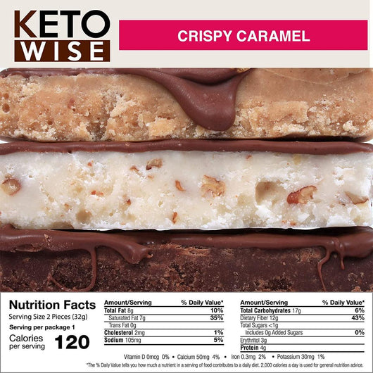 Keto Wise Fat Bombs Crispy Caramels with MCT Oil Gluten Free Maltitol Free 34g