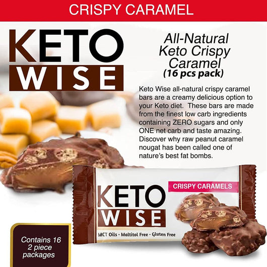 Keto Wise Fat Bombs Crispy Caramels with MCT Oil Gluten Free Maltitol Free 34g