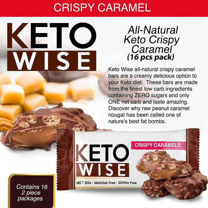 Keto Wise Fat Bombs Crispy Caramels with MCT Oil Gluten Free Maltitol Free 34g