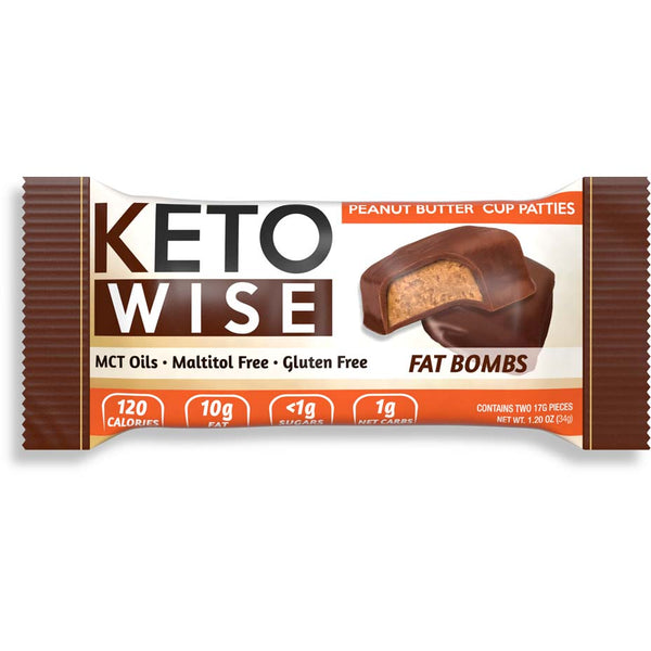 Keto Wise Fat Bombs Peanut Butter Cup Patties with MCT Oil Gluten Free Maltitol Free 34g