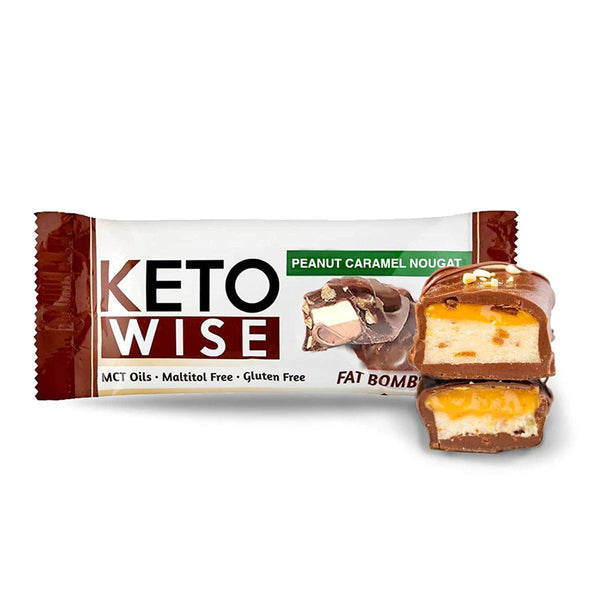 Keto Wise Fat Bombs Peanut Caramel Nougat with MCT Oil Gluten Free Maltitol Free 34g