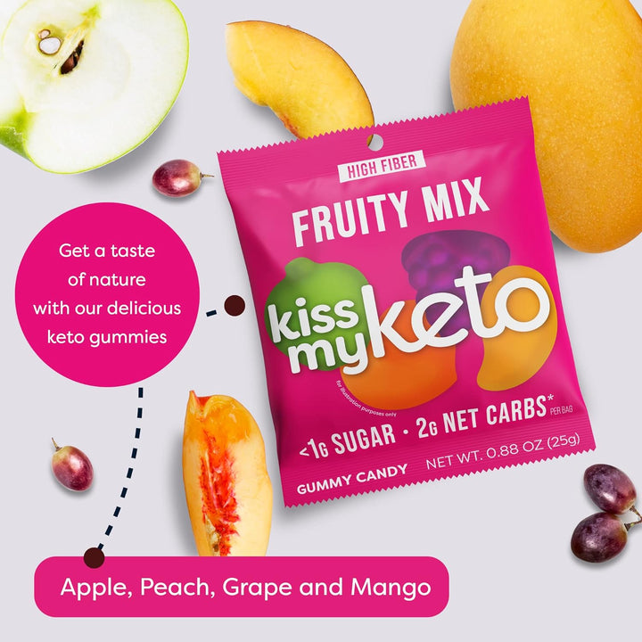 Kiss my keto Gummy Candy Fruity Mix Vegan less than 1g sugar 25g