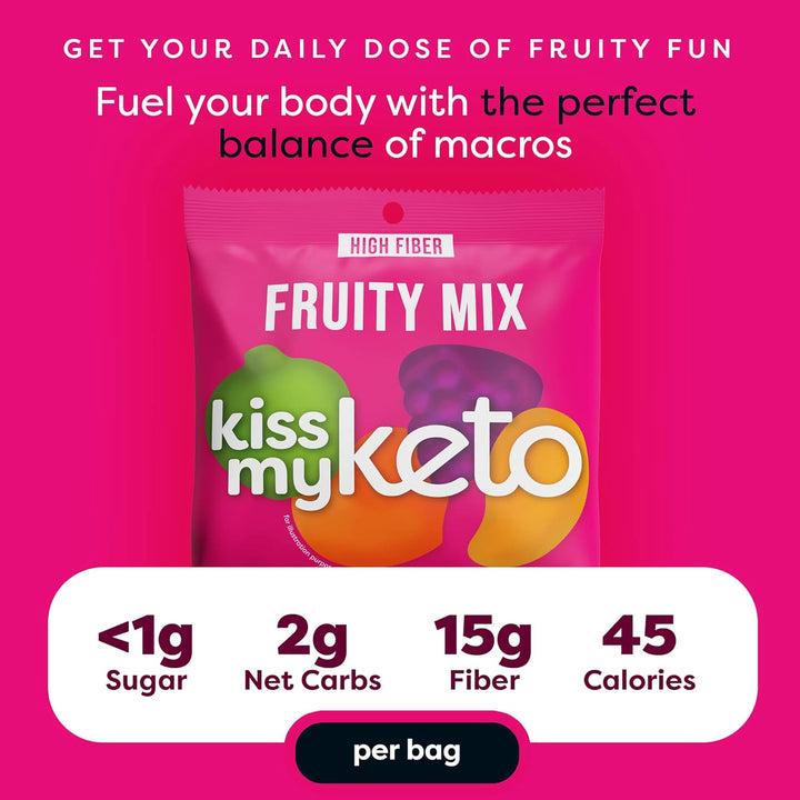 Kiss my keto Gummy Candy Fruity Mix Vegan less than 1g sugar 25g