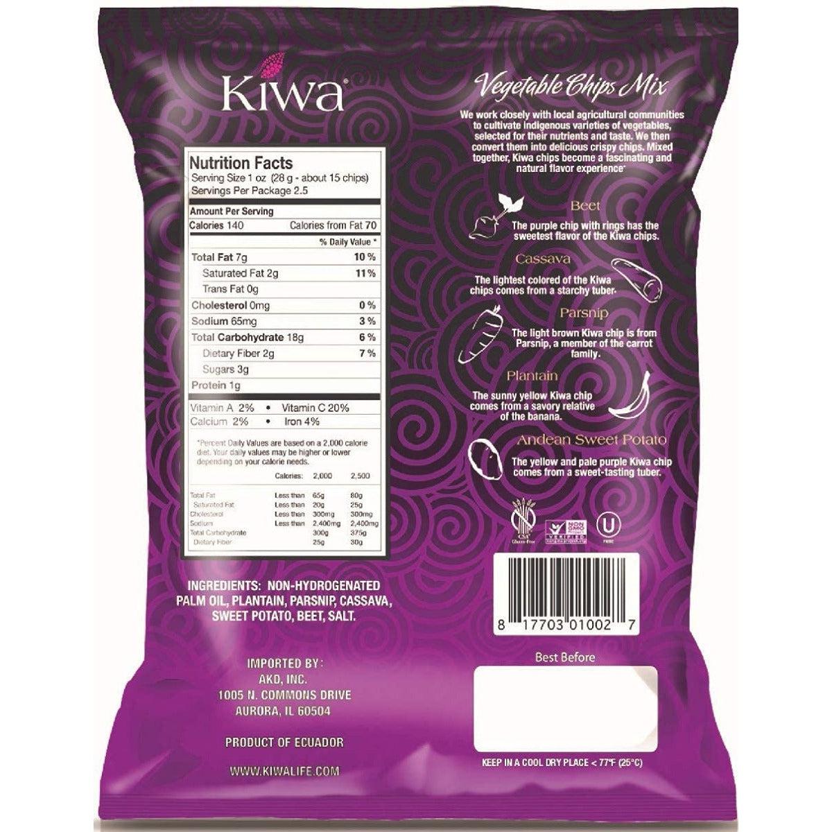Kiwa Original Andean Vegetable Mix Chips Gluten Free Non-GMO 149g