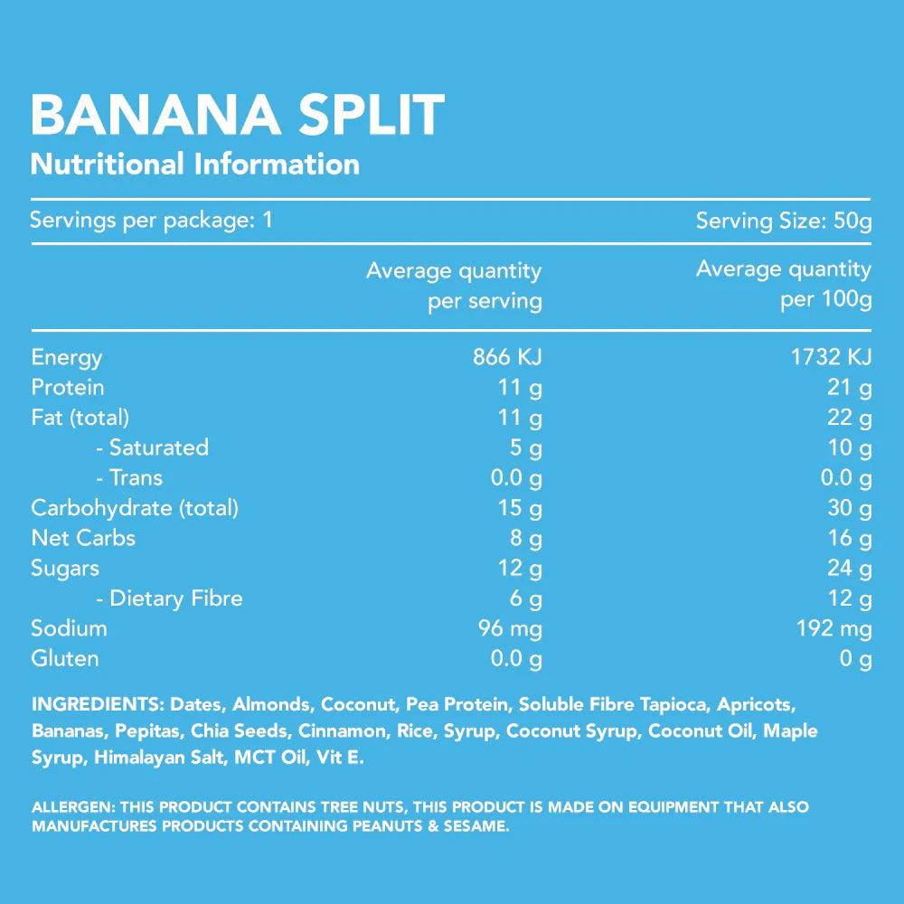 Kuranda Wholefoods Banana Split Superfood Vegan Protein Bar With Chia and MCT Oil Gluten Free Keto No Added Sugar 50g