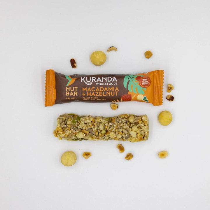 Kuranda Wholefoods Macadamia & Hazelnut Nut Bars Gluten Free Dairy Free Keto No Added Sugar 45g