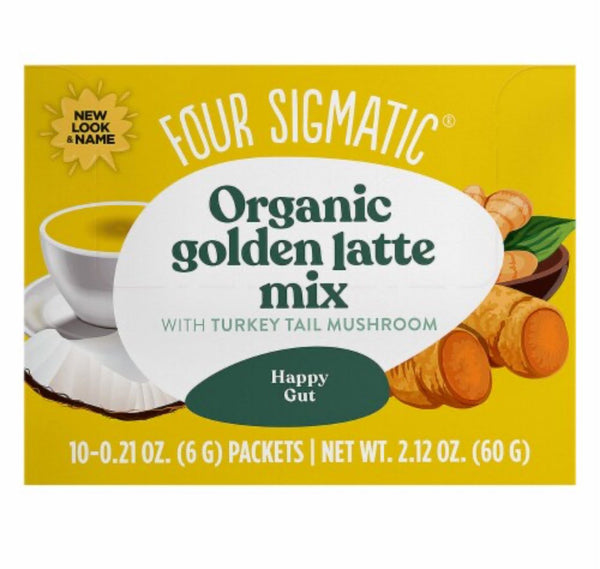 Four Sigmatic Organic Golden Latte Mix With Turkey Tail Mushroom Caffeine Free 10 Packets