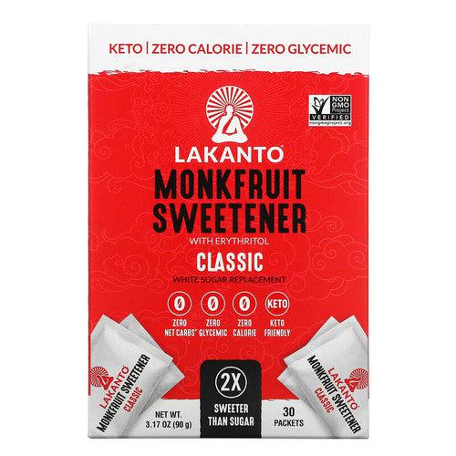 Lakanto Monk Fruit Sweetener With Erythritol Classic Keto Zero Calorie Zero Glycemic 30 Sachets