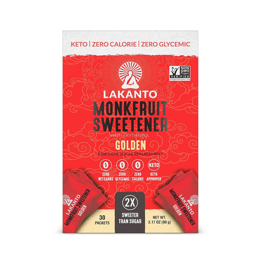 Lakanto Monk Fruit Sweetener With Erythritol Golden Keto Zero Calorie Zero Glycemic 30 Sachets