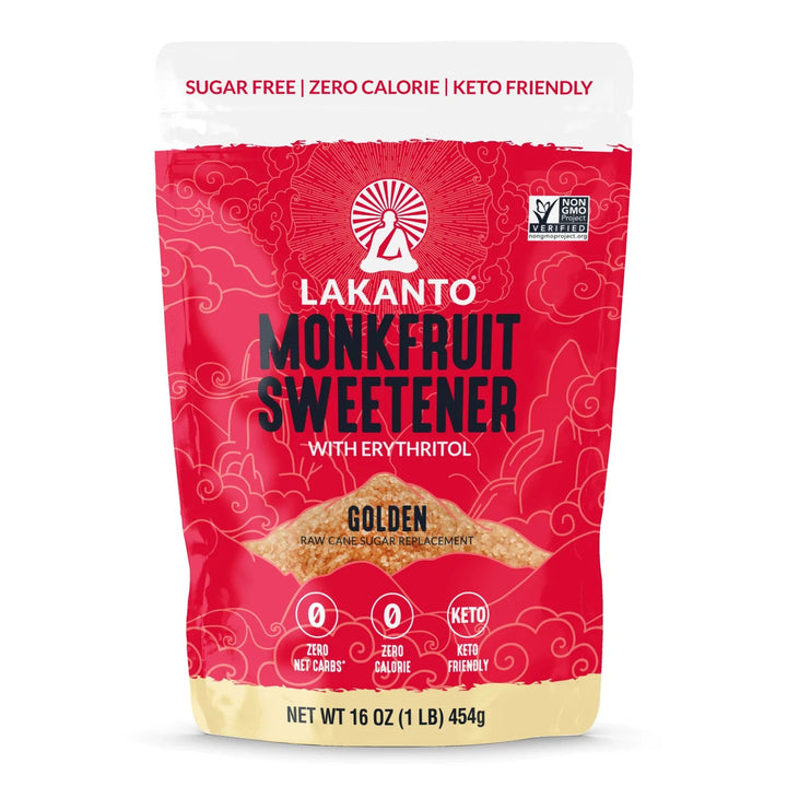 Lakanto Monk Fruit Sweetener With Erythritol Golden Keto Zero Calorie Zero Glycemic 454g