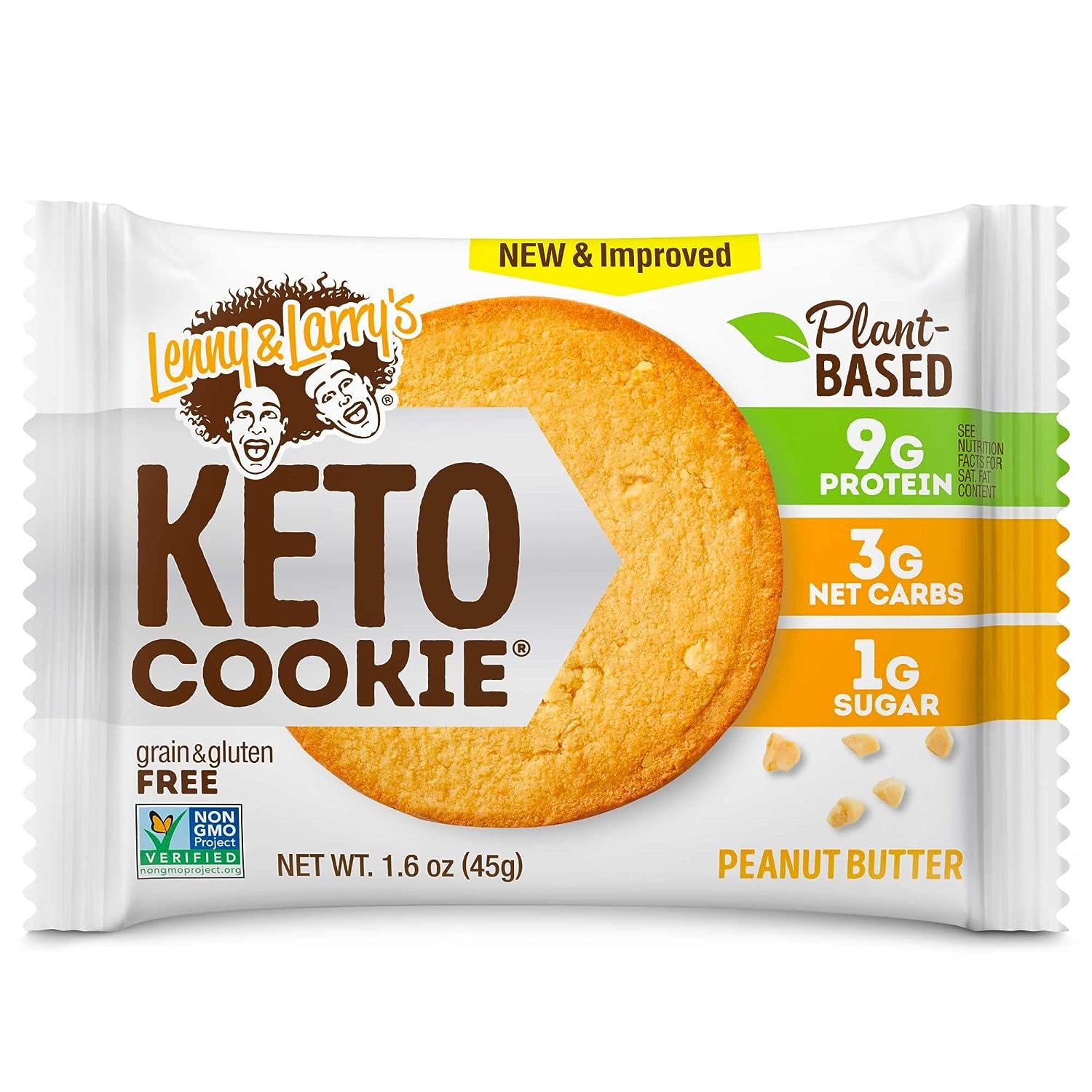 Lenny & Larry's Keto Cookie, Peanut Butter, Soft Baked, 9g Plant Protein, 3g Net Carbs, Vegan, Non-GMO 45g