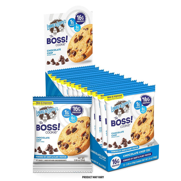 Lenny & Larry's The BOSS Cookie, Chocolate Chip with 16g Dairy & Plant Protein, 1g Sugar, 6g Fiber, 1g Net Carbs 59g